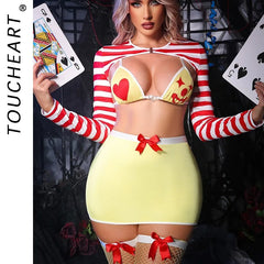 Toucheart Erotic Lingerie Retro Clown Game Role Playing UniformFlirt Intimate Sling Underwear Split Kit