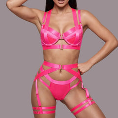 Toucheart Erotic Lingerie Strappy Underwear Nightclub Underwire Push-up Garter Underwear Intimate Suit