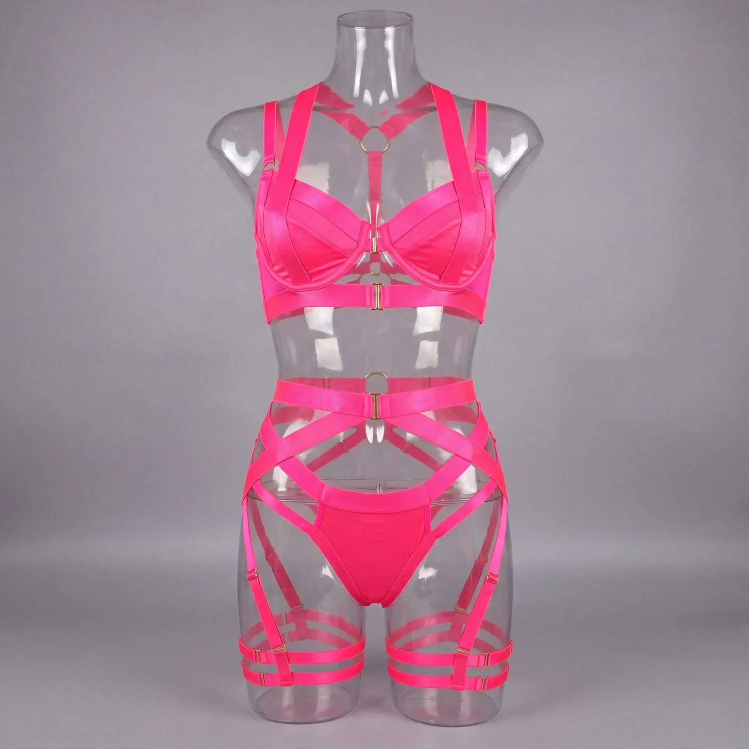 Toucheart Erotic Lingerie Strappy Underwear Nightclub Underwire Push-up Garter Underwear Intimate Suit