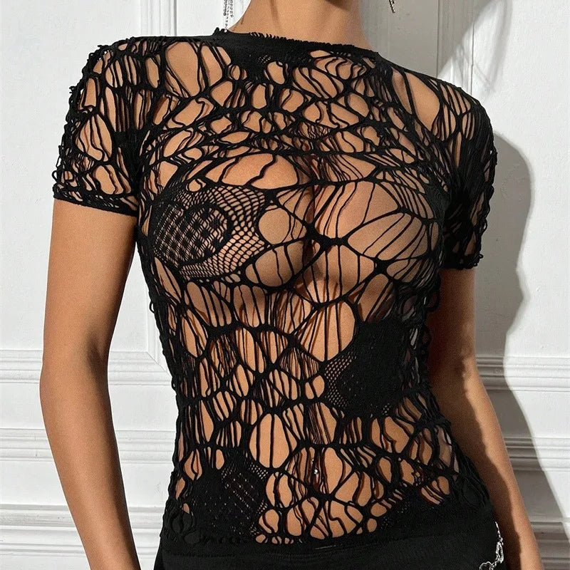 Toucheart Erotic Lingerie Temptation Pajamas Uniform Solid Color See-through Mesh Underwear
