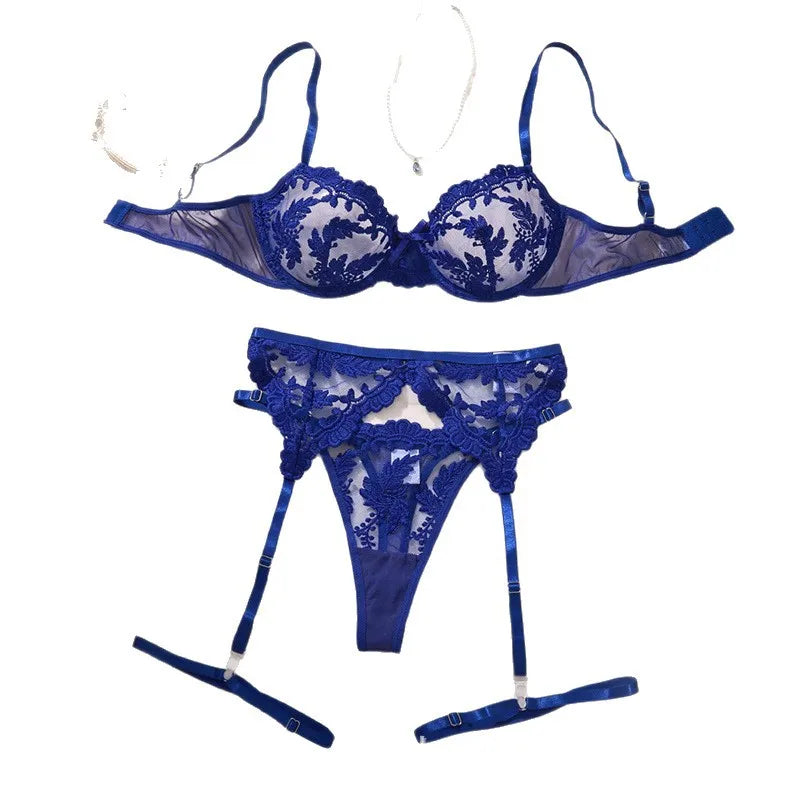 Toucheart Erotic  Lingerie Three Point Type See-through Lace Embroidery Pure Desire Slim Underwear Set