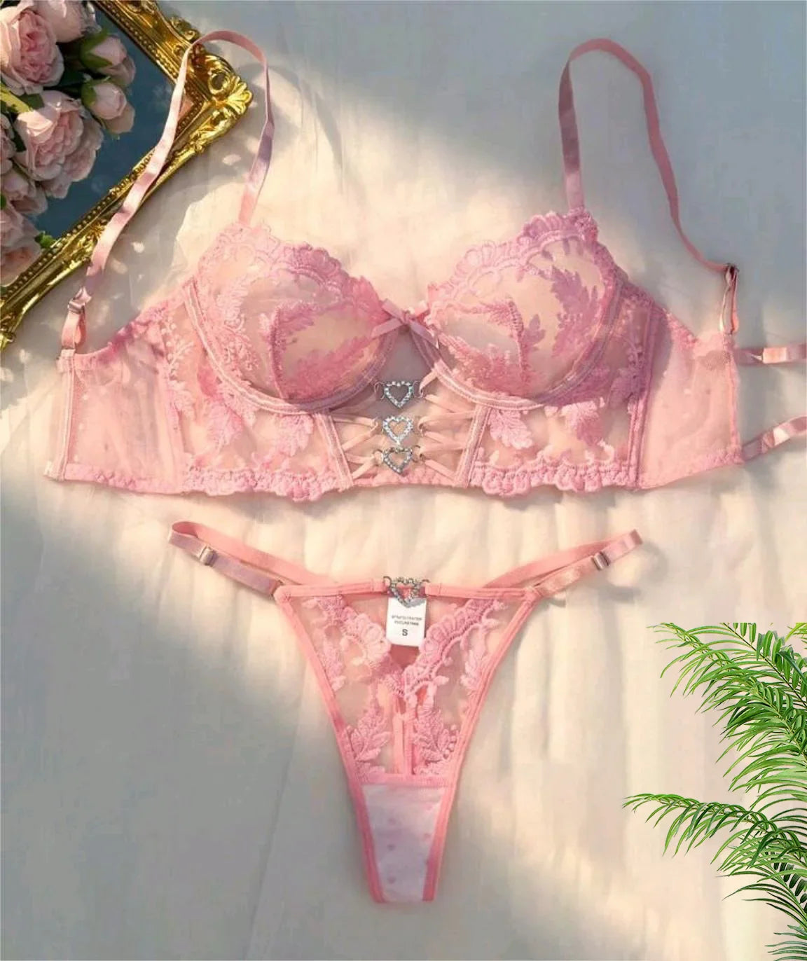 Toucheart Erotic Lingerie Ultra-thin Cup Lace Embroidery See-through Bra Set Pure Lust Underwear Two-piece Set