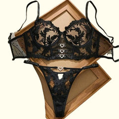 Toucheart Erotic Lingerie Ultra-thin Cup Lace Embroidery See-through Bra Set Pure Lust Underwear Two-piece Set