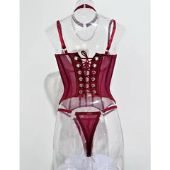 Toucheart Erotic Lingerie Ultra-thin Mesh Breathable Fishbone Shapewear Luxurious Thong Sex Suit