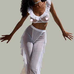 Toucheart Erotic Lingerie Versatile Girls See-through Mesh Bodyshaping Pure Desire Delicate Underwear Split Kit