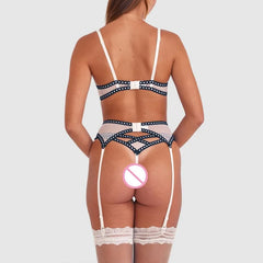 Toucheart Erotic LingerieThree-dimensional Rose Decoration See-through Mesh Body Shaping Pure Desire Delicate Split Kit