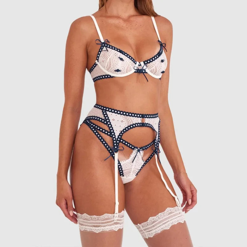 Toucheart Erotic LingerieThree-dimensional Rose Decoration See-through Mesh Body Shaping Pure Desire Delicate Split Kit