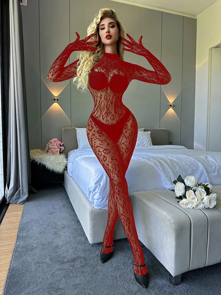 Toucheart Erotic Mesh Bodysuit Leopard Print Uniform Body Shaping See-through Flirt Bodysuit