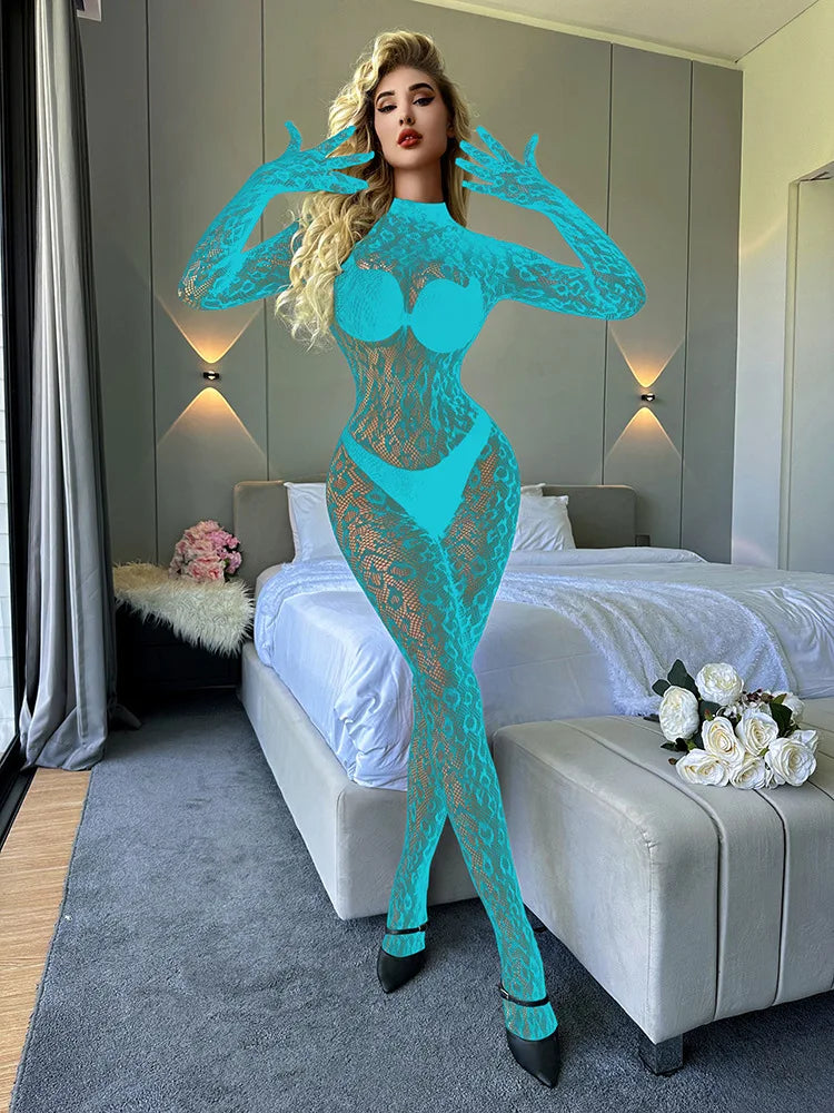 Toucheart Erotic Mesh Bodysuit Leopard Print Uniform Body Shaping See-through Flirt Bodysuit