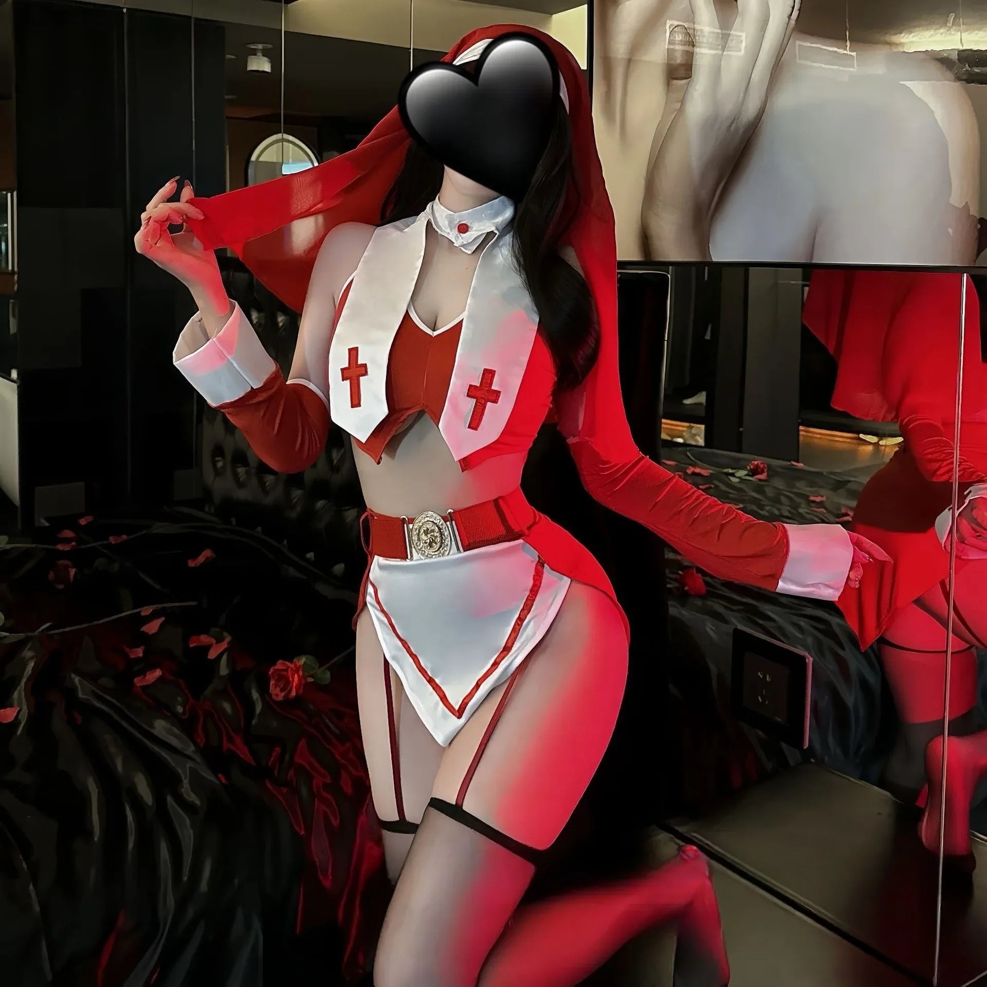 Toucheart Erotic Nun Outfit Game Role Playing Uniform Home Open Crotch Passion Underwear Adult Suit