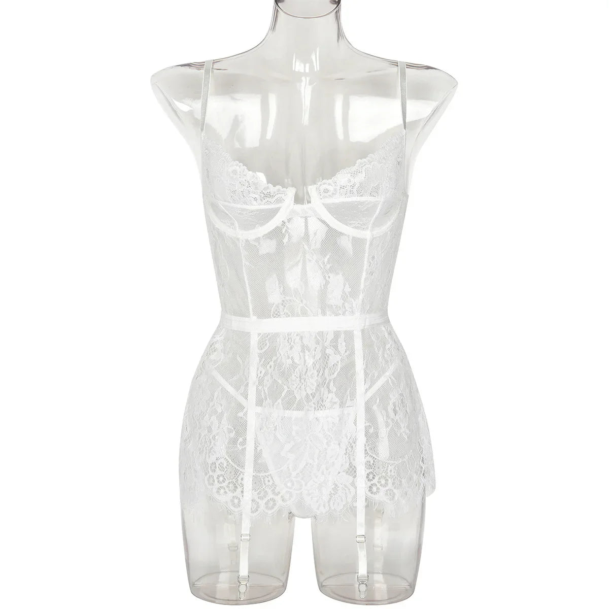 Toucheart Erotic Sleeping Skirt Lace Embroidery Floral See-through Body Shaping Puredesire Romantic Pajamas Set