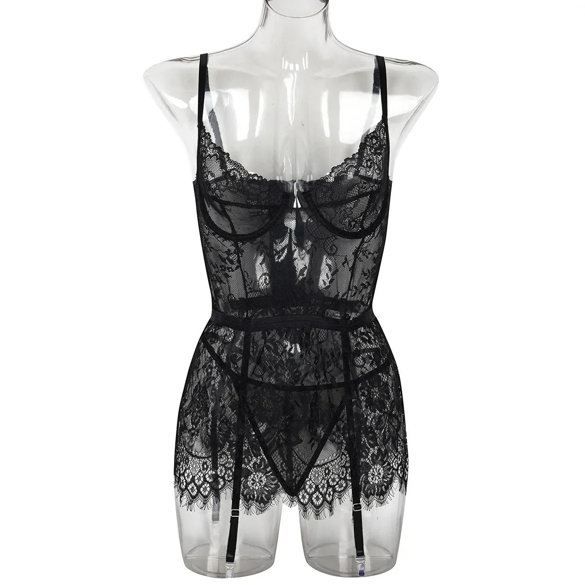 Toucheart Erotic Sleeping Skirt Lace Embroidery Floral See-through Body Shaping Puredesire Romantic Pajamas Set