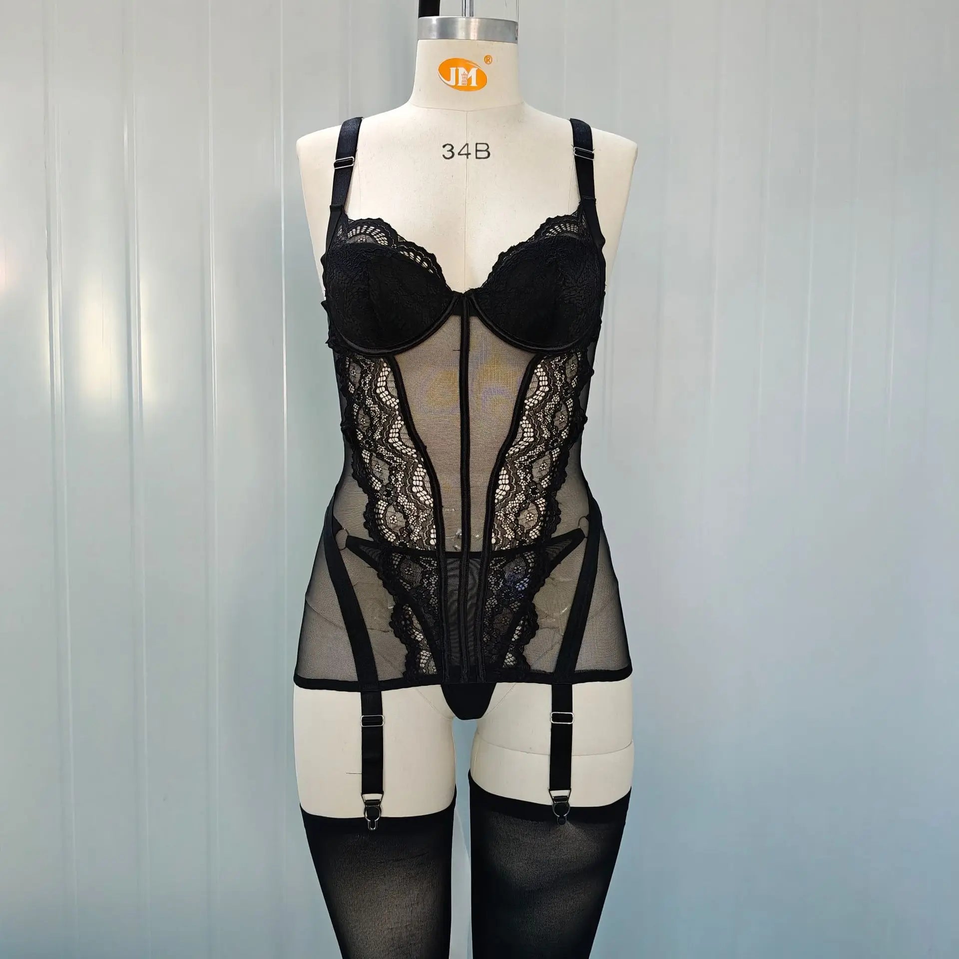 Toucheart Erotic Sleeping Skirt Thong Sling Lace See-through Body Shaping Fishbone Girdle Flirt Intimate Set