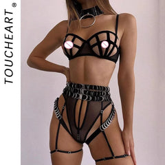 Toucheart Erotic Underwear Girl Complex GatherChest Support Straps Coquette Private Split Kit