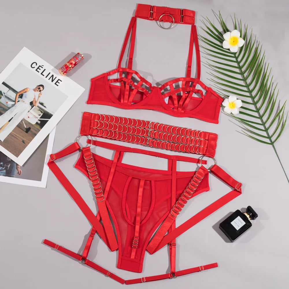 Toucheart Erotic Underwear Girl Complex GatherChest Support Straps Coquette Private Split Kit