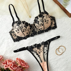 Toucheart Erotic Underwear Mesh See-through Embroidery Vine Thin Model Intimate Premium Bra Set