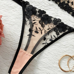 Toucheart Erotic Underwear Mesh See-through Embroidery Vine Thin Model Intimate Premium Bra Set