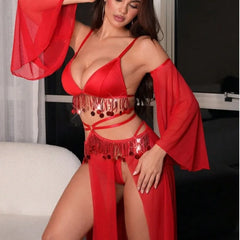 Toucheart Exotic Lingerie Sets Mesh Slim Plunge Sissy Elegant Underwear Set