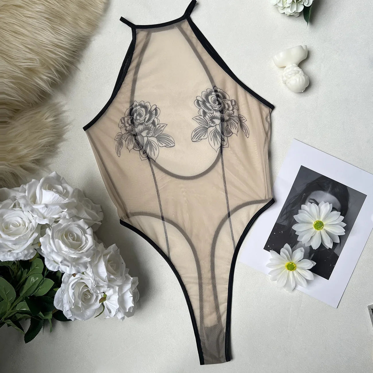 Toucheart Fancy Erotic Bodysuit Backless All-in-one See-through Body Shaping Coquette Private Set