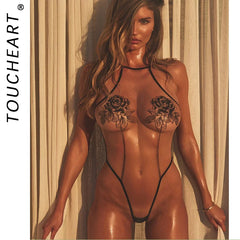Toucheart Fancy Erotic Bodysuit Backless All-in-one See-through Body Shaping Coquette Private Set