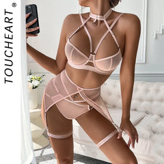 Toucheart Fantasia Lingeries Female Seamless Bra Kit Push Up Tulle Transparent Underwear Complete Lace Bra Sets