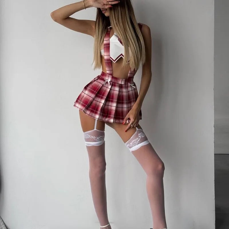 Toucheart Girl Student Uniform Cosplay Cute Frill JK Skirt Contrast Color Hollowout Slim Romantic Set