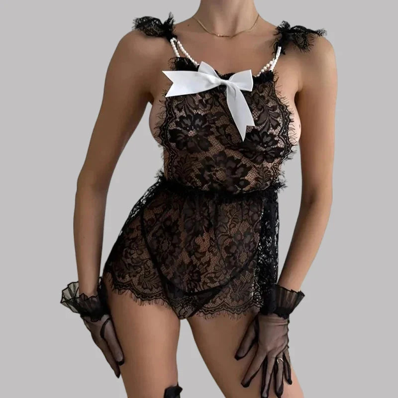 Toucheart Floral Sleeping Skirt with Panty Cosplay See-through Slim Backless Premium Private Set