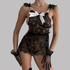 Toucheart Floral Sleeping Skirt with Panty Cosplay See-through Slim Backless Premium Private Set