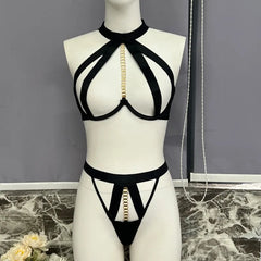 Toucheart Lingerie Straps Set Plunge Erotic Intimate Underwear Set