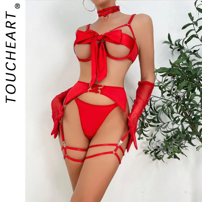 Toucheart Lingerie Daring Lingerie Chest Bow Tie Chest Open Passion Temptation Uniform Sex Underwear