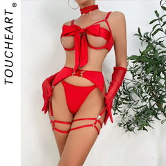 Toucheart Lingerie Daring Lingerie Chest Bow Tie Chest Open Passion Temptation Uniform Sex Underwear