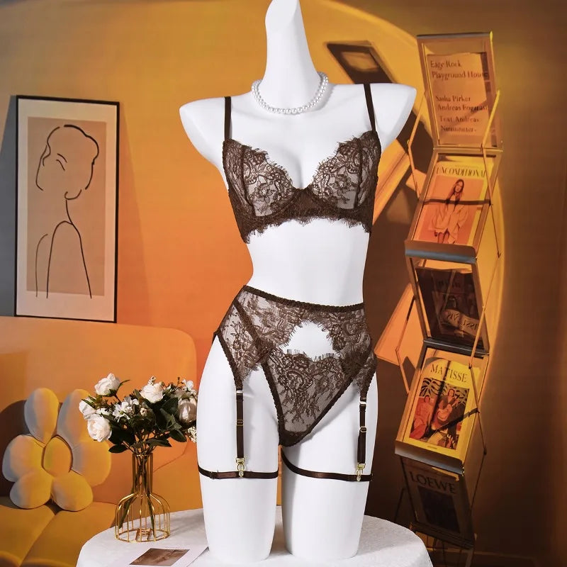 Toucheart Lace Embroidery Lingerie Panty Garters Leg Rings 4PCS See-through Slim Seductive