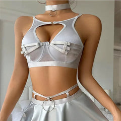 Toucheart Lace Black Bra Underwear Set Solid Color Leather Solid Color Low Cut Apron Underwear