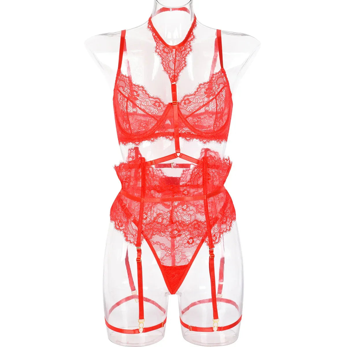 Toucheart Lingeries Sleepwear Lingerie Thin Transparent Lace Bra Set See Through Female Erotic Underwear