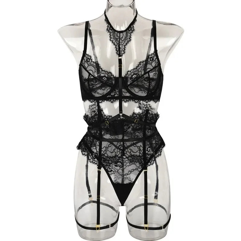 Toucheart Lingeries Sleepwear Lingerie Thin Transparent Lace Bra Set See Through Female Erotic Underwear