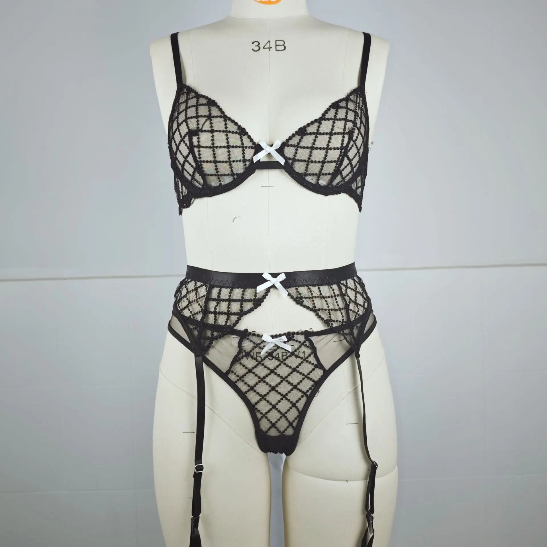 Toucheart Lingeries Embroidered Bra Steel Support Perspective Lingerie Set Underwear Set