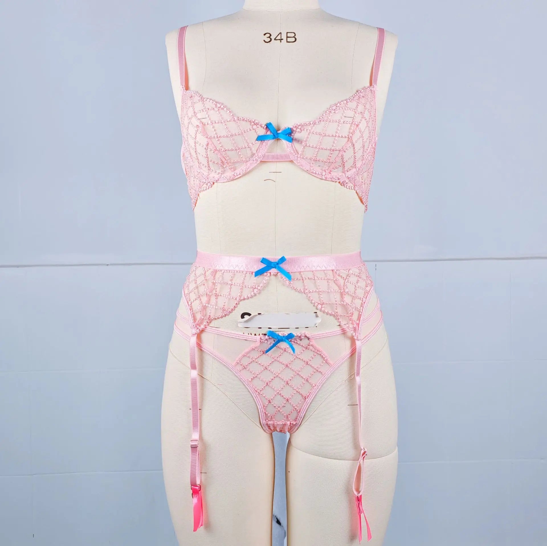 Toucheart Lingeries Embroidered Bra Steel Support Perspective Lingerie Set Underwear Set