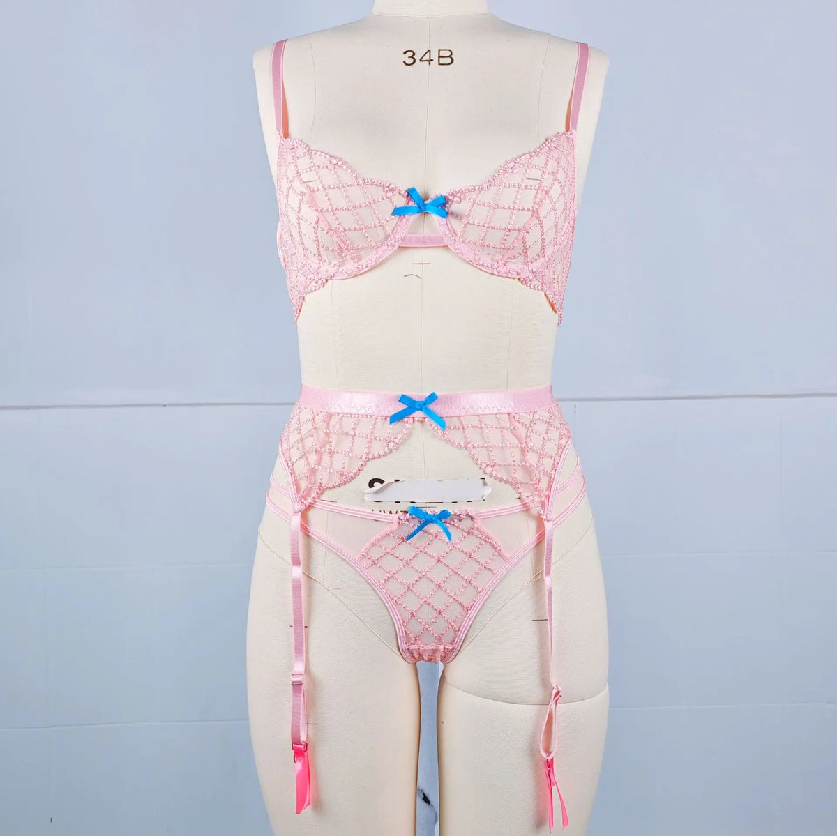 Toucheart Lingeries Embroidered Bra Steel Support Perspective Lingerie Set Underwear Set