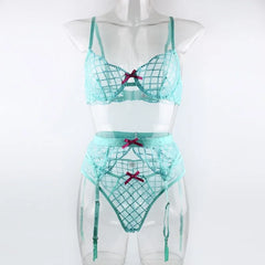 Toucheart Lingeries Embroidered Bra Steel Support Perspective Lingerie Set Underwear Set