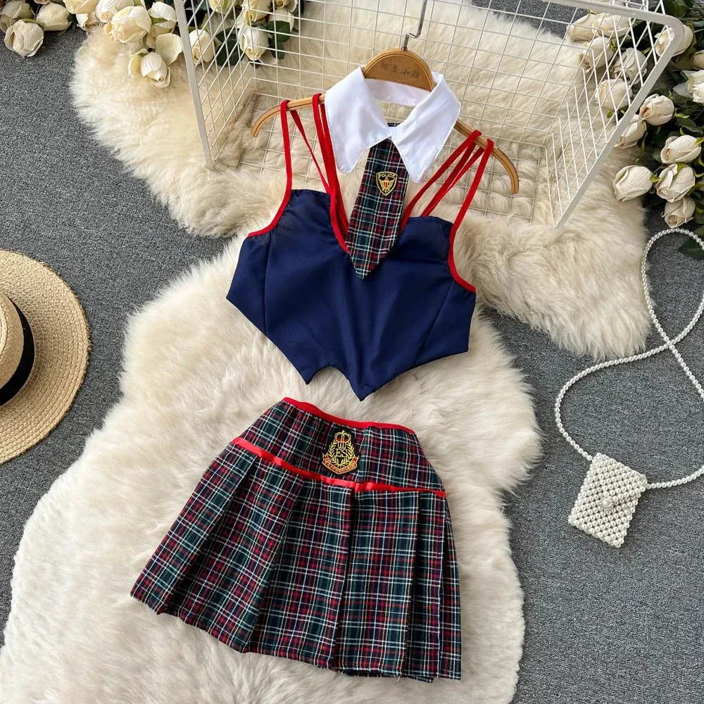 Toucheart Preppy Style Uniform Sets Uniform Suit Sheer Top+Lace Up Mini Skirt+Thongs Cosplay Porn Suits
