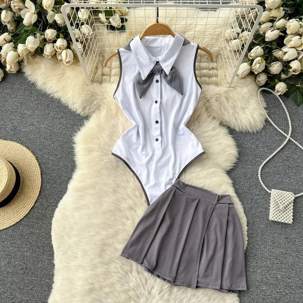 Toucheart Preppy Style Uniform Sets Uniform Suit Sheer Top+Lace Up Mini Skirt+Thongs Cosplay Porn Suits