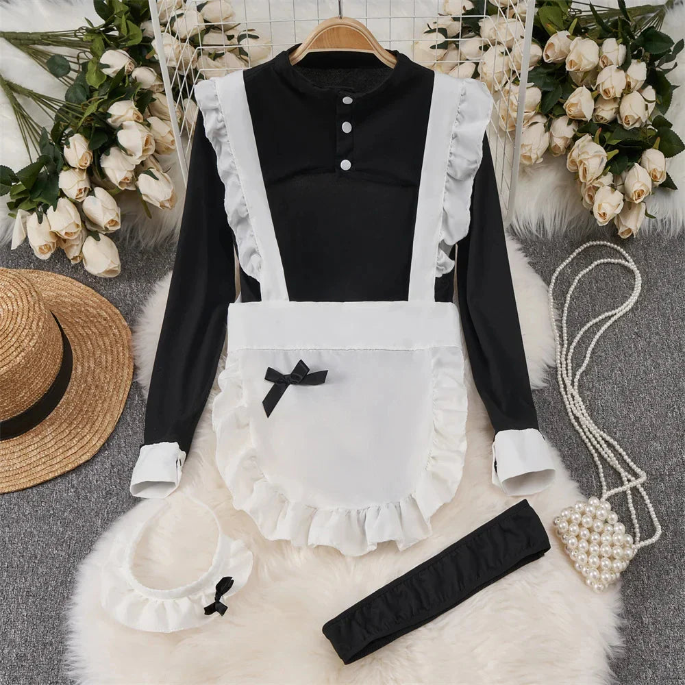 Toucheart Preppy Style Uniform Sets Uniform Suit Sheer Top+Lace Up Mini Skirt+Thongs Cosplay Porn Suits