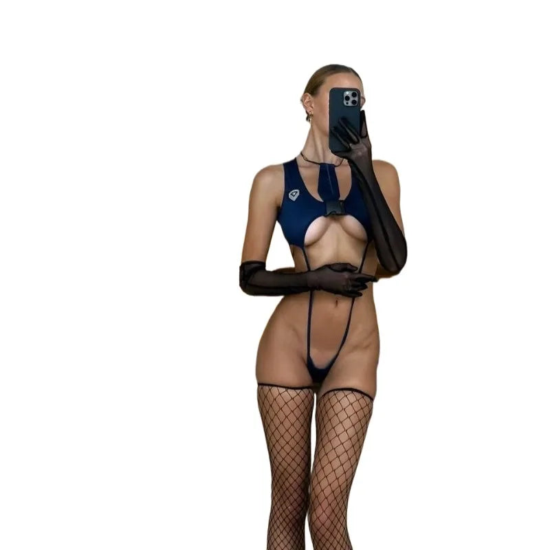 Toucheart Bodysuit Underwear Sling See-through Exposed Navel Girl Erotic Charming Coquette