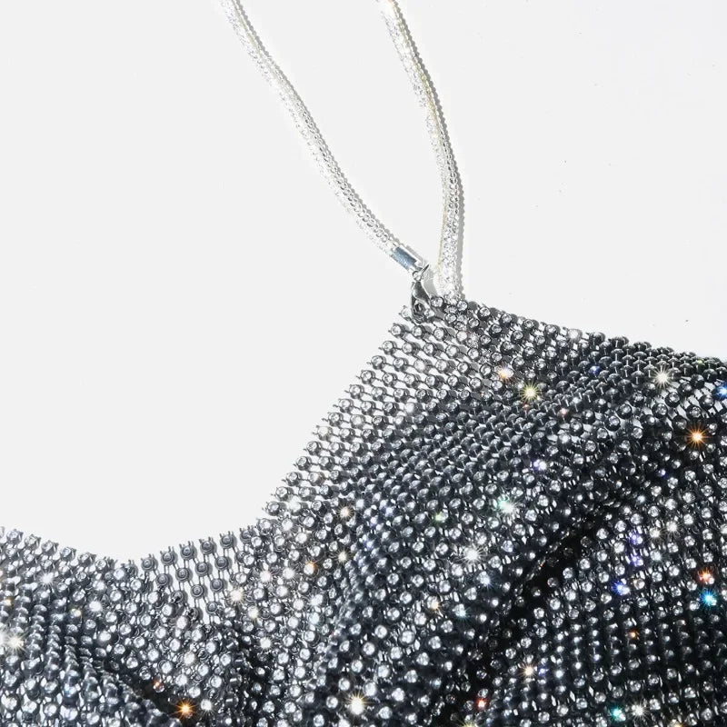Toucheart Bow Knot Rhinestones Perspective Suspender Bratie Fishing Slit Lining Sleeveless Backless Bra