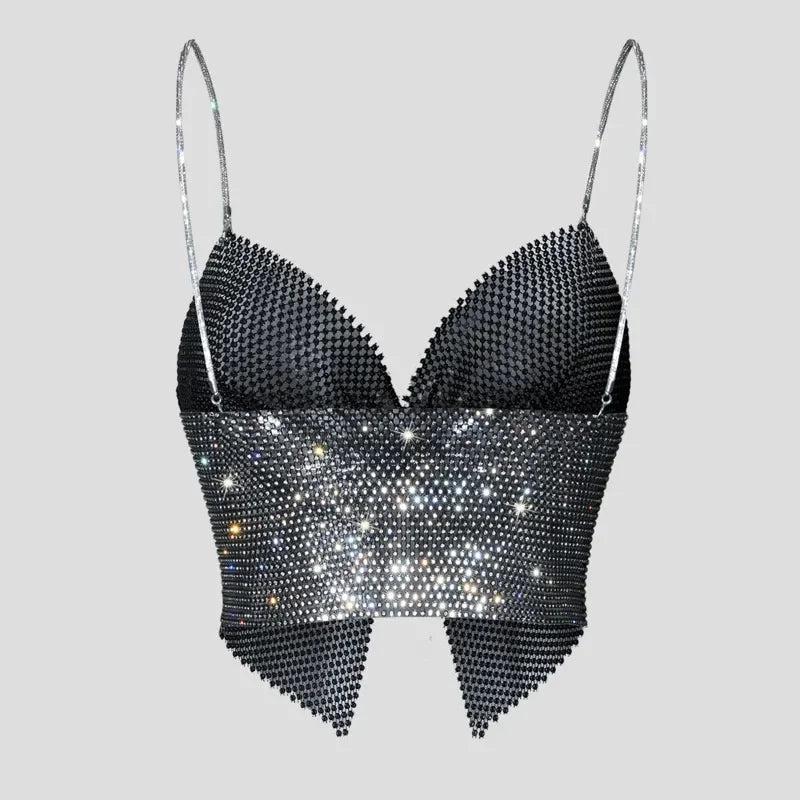 Toucheart Bow Knot Rhinestones Perspective Suspender Bratie Fishing Slit Lining Sleeveless Backless Bra