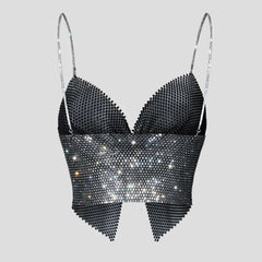 Toucheart Bow Knot Rhinestones Perspective Suspender Bratie Fishing Slit Lining Sleeveless Backless Bra