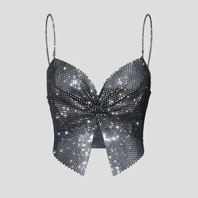 Toucheart Bow Knot Rhinestones Perspective Suspender Bratie Fishing Slit Lining Sleeveless Backless Bra