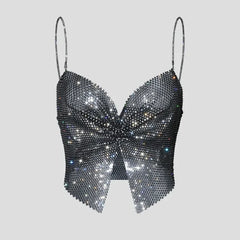 Toucheart Bow Knot Rhinestones Perspective Suspender Bratie Fishing Slit Lining Sleeveless Backless Bra