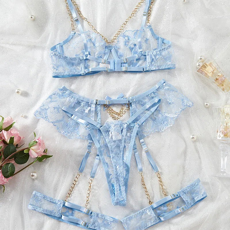 Toucheart Lingerie Chain Embroidery Perspective 3-point Lingerie Lingerie