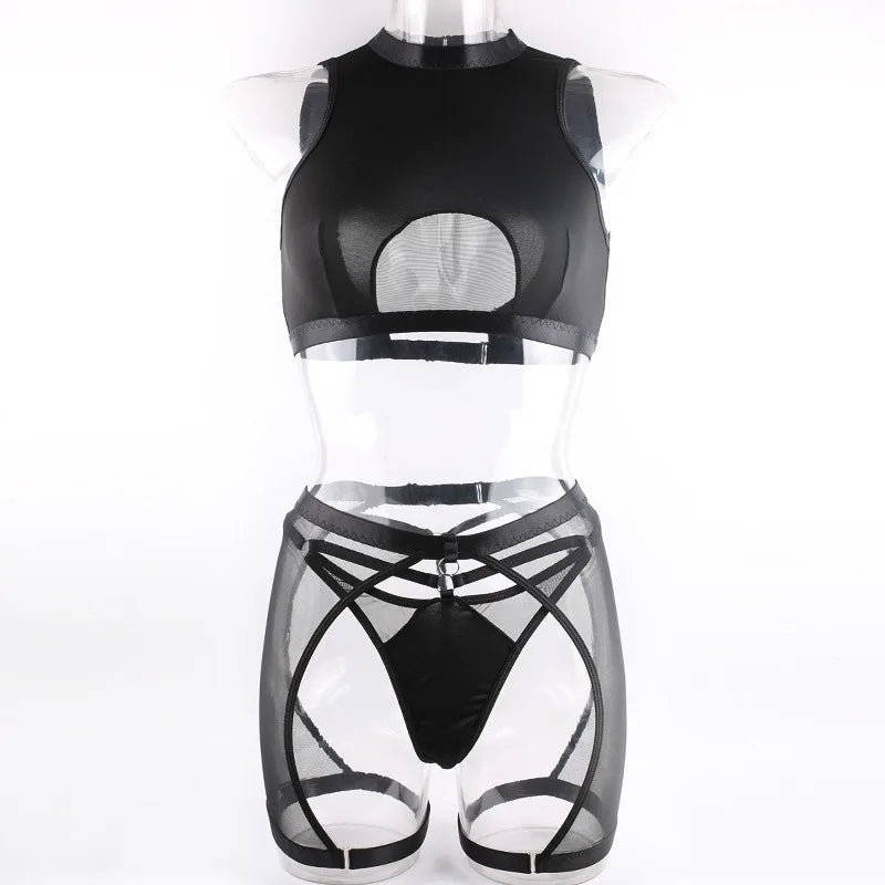 Toucheart Female Lingerie Micro Underwear Wireless Underwear Stylish Perspective Solid Color Bra Set